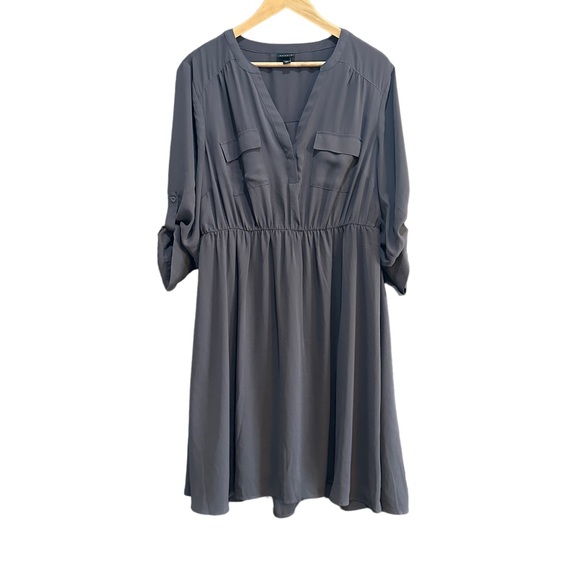 Torrid Midi Georgette Shirt Dress Stretchy Waist Torrid Size 1 (US 14/16) - Picture 2 of 8